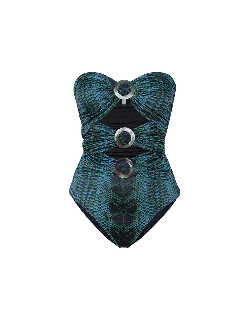 Athena Bathing Suit Snake Blue