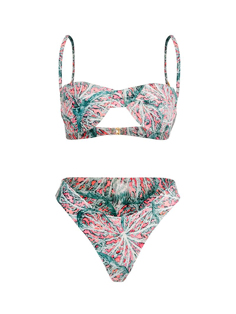 Cala bikini set in Caladium print - ghost front view