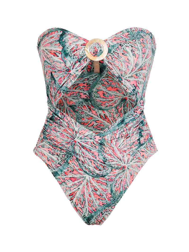 Daisy one-piece swimsuit in Caladium print - ghost front view