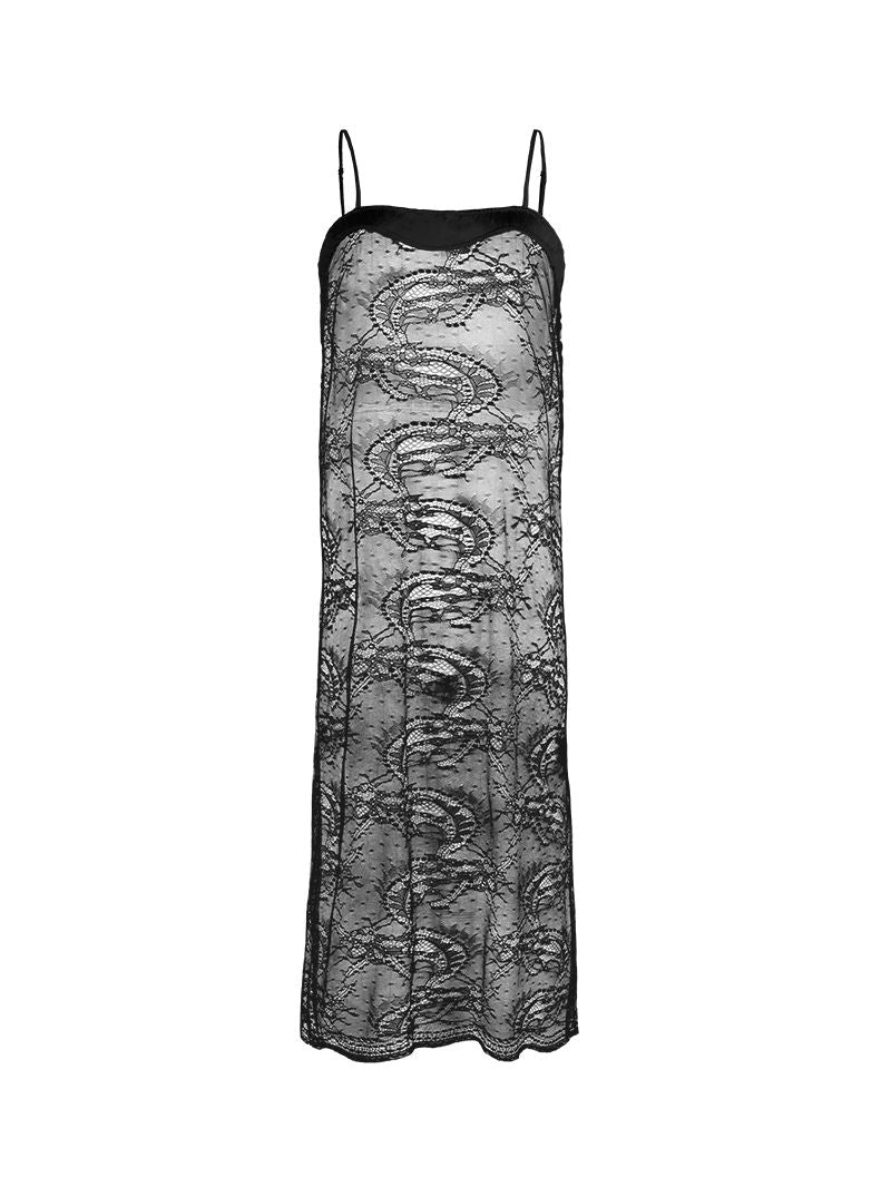 Flora Midi dress in black - ghost front view