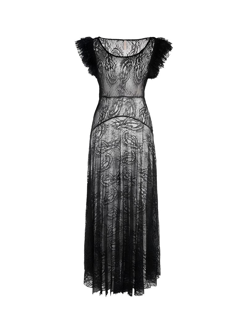 Fortuna midi lace black dress - ghost front view