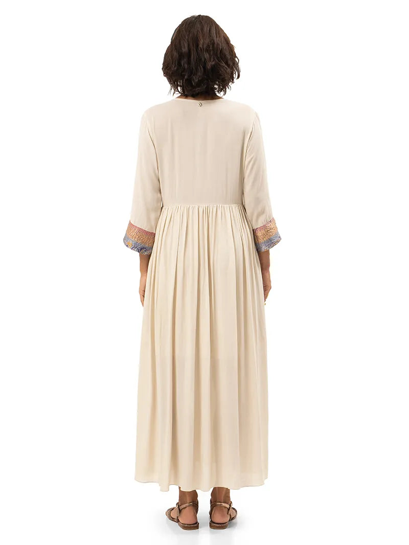 Kali tunic midi dress styled with Margot flats, back view - worn by model