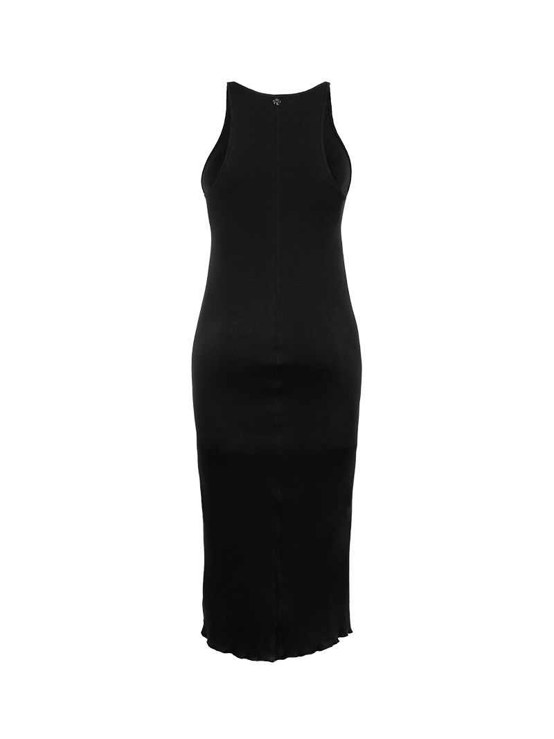 Freya rib midi dress black - ghost back view