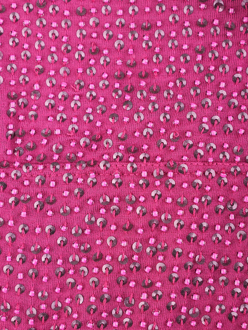 Fabi top in cherry - sequin details
