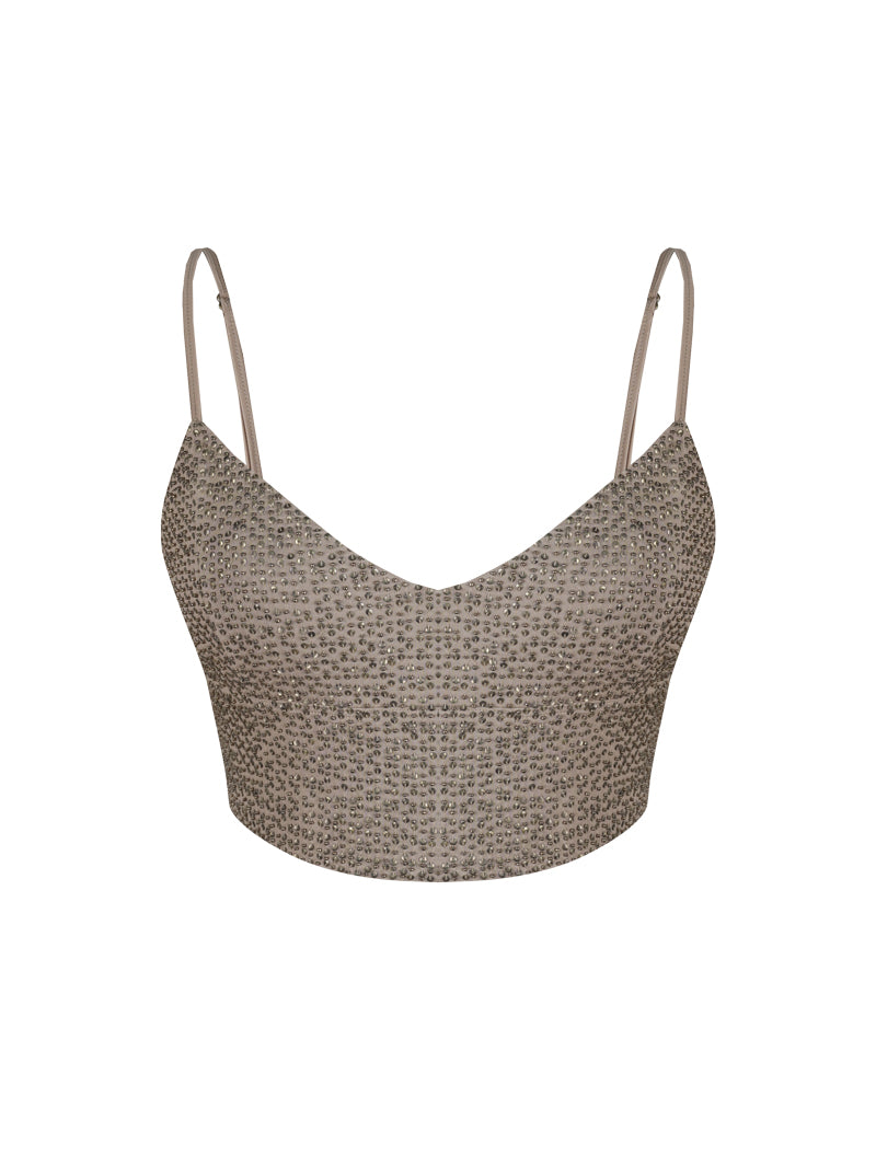Fabi top in latte color - ghost front view