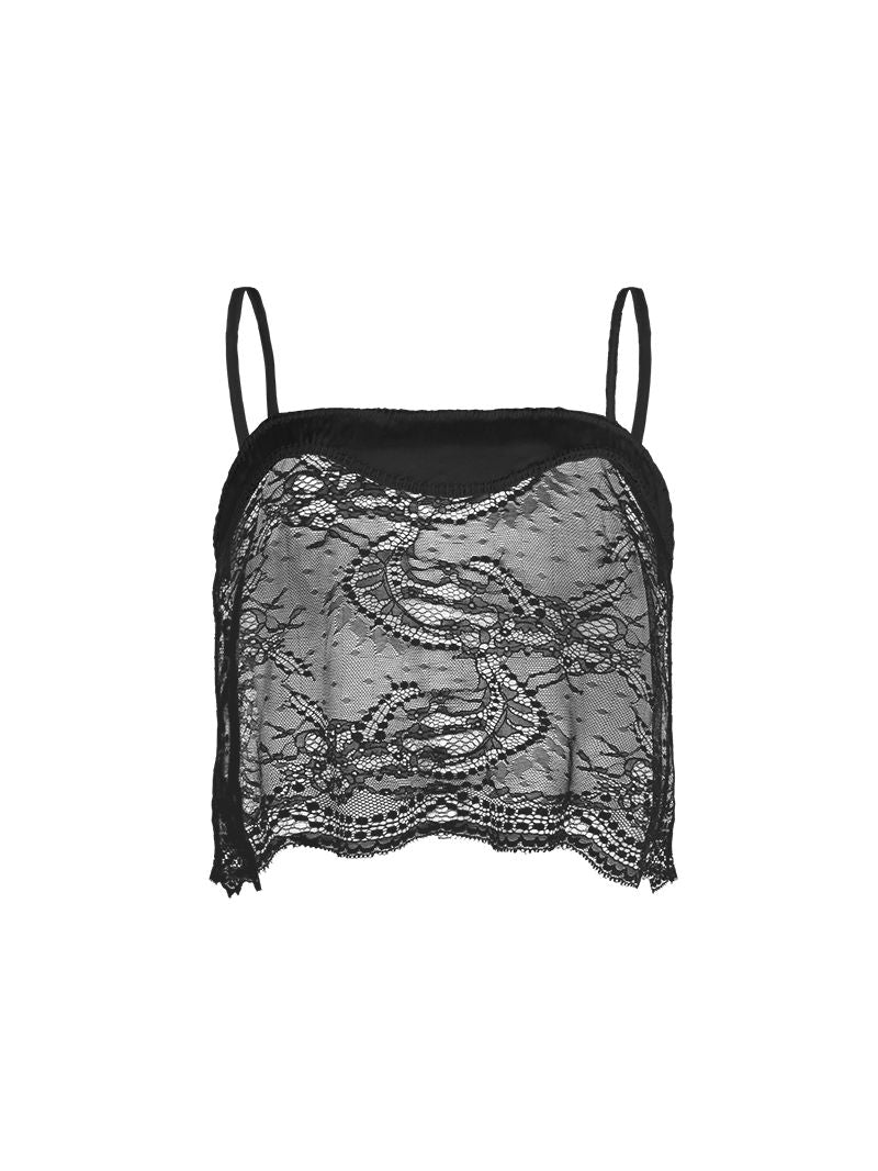 Flora mini top in black - ghost front view