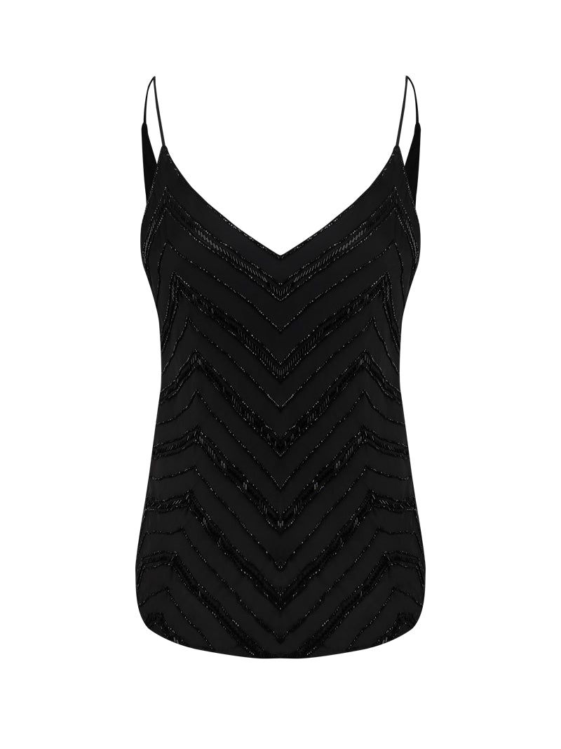 Selma Beaded Top Black