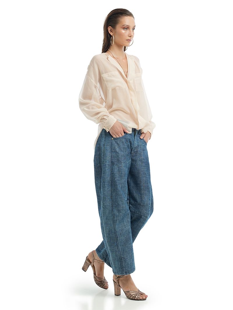 Silk Cotton Shirt in Blush – Side View - Lily Jean