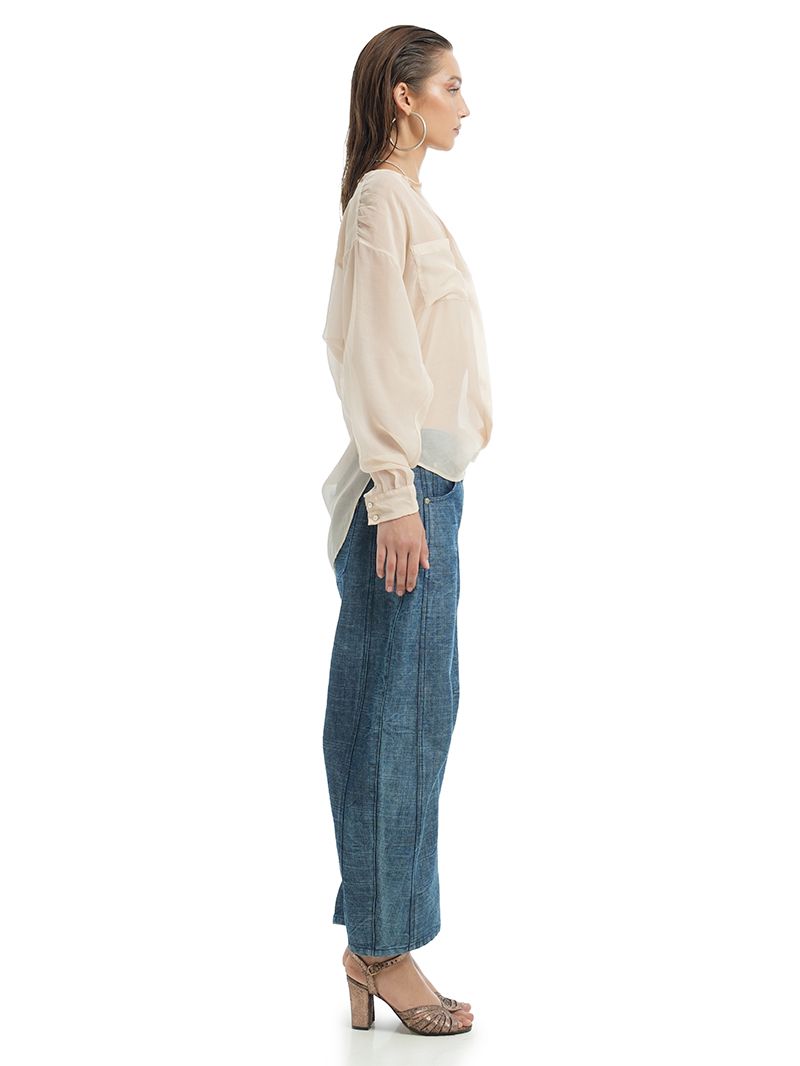 Silk Cotton Shirt in Blush – Another Side View - Lily Jean