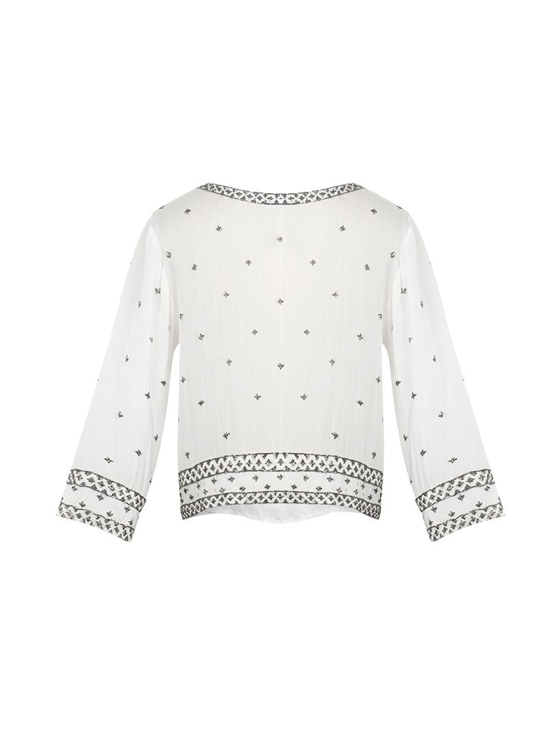 Giselle beaded top white - ghost back view