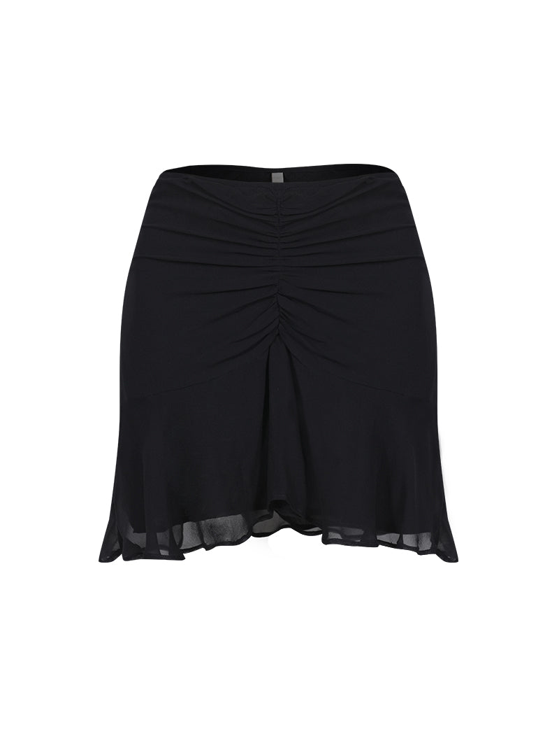 Black mini chiffon skirt best sale