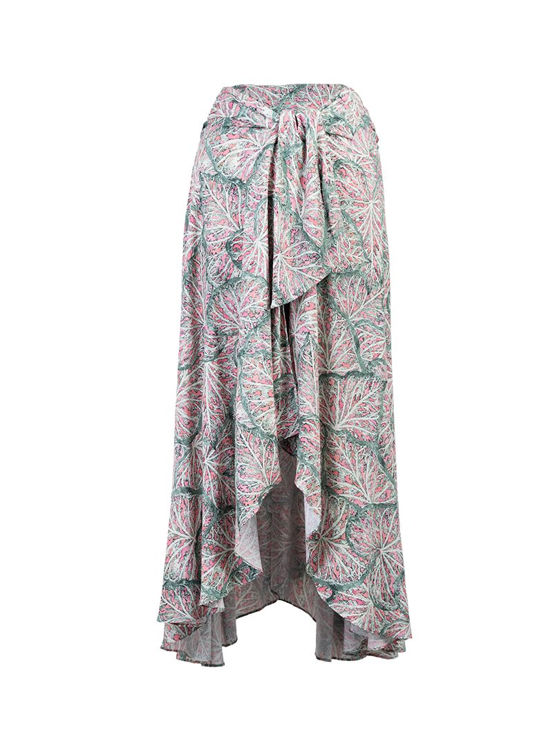 Nara Midi Skirt in caladium print - ghost front view