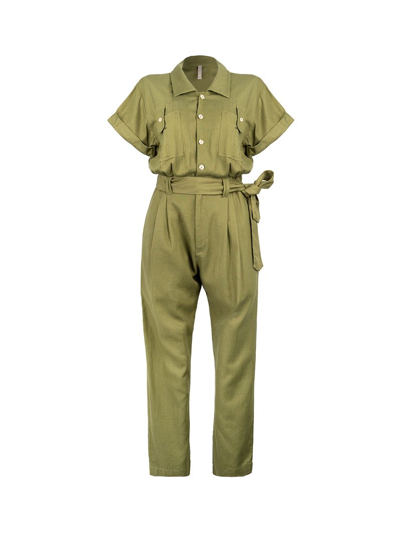Tukang jumpsuit in matcha green - ghost front view