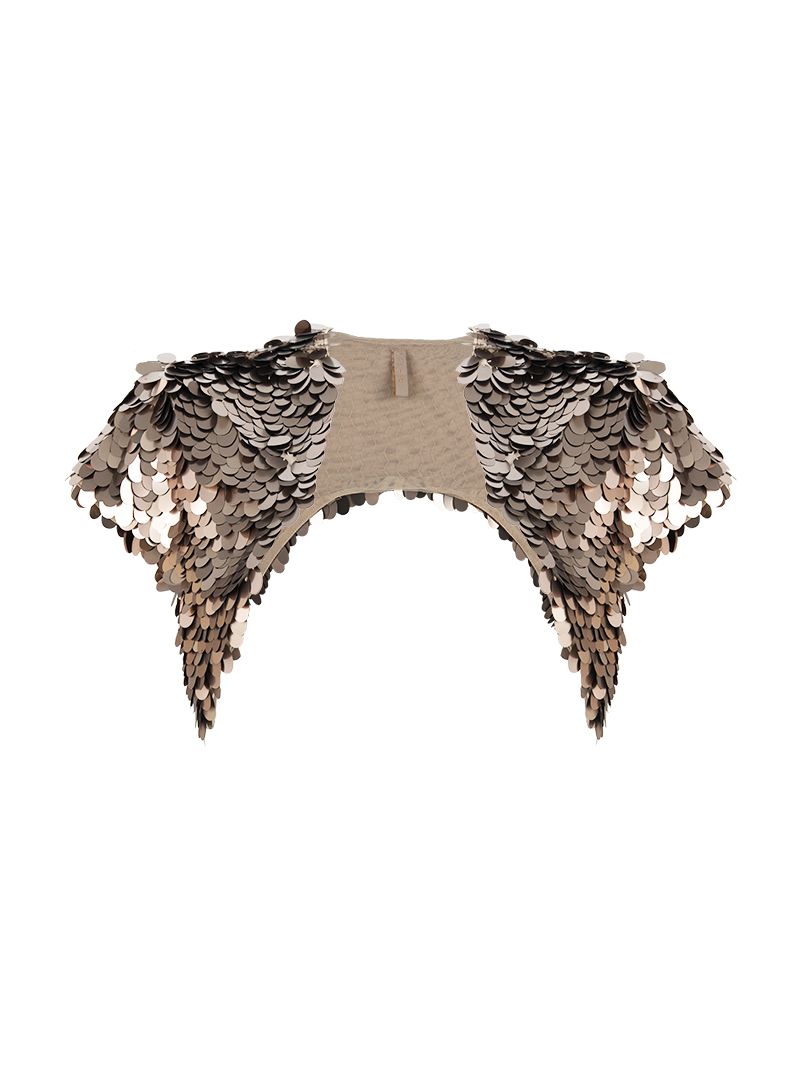Armour sequin vest in taupe - ghost front view