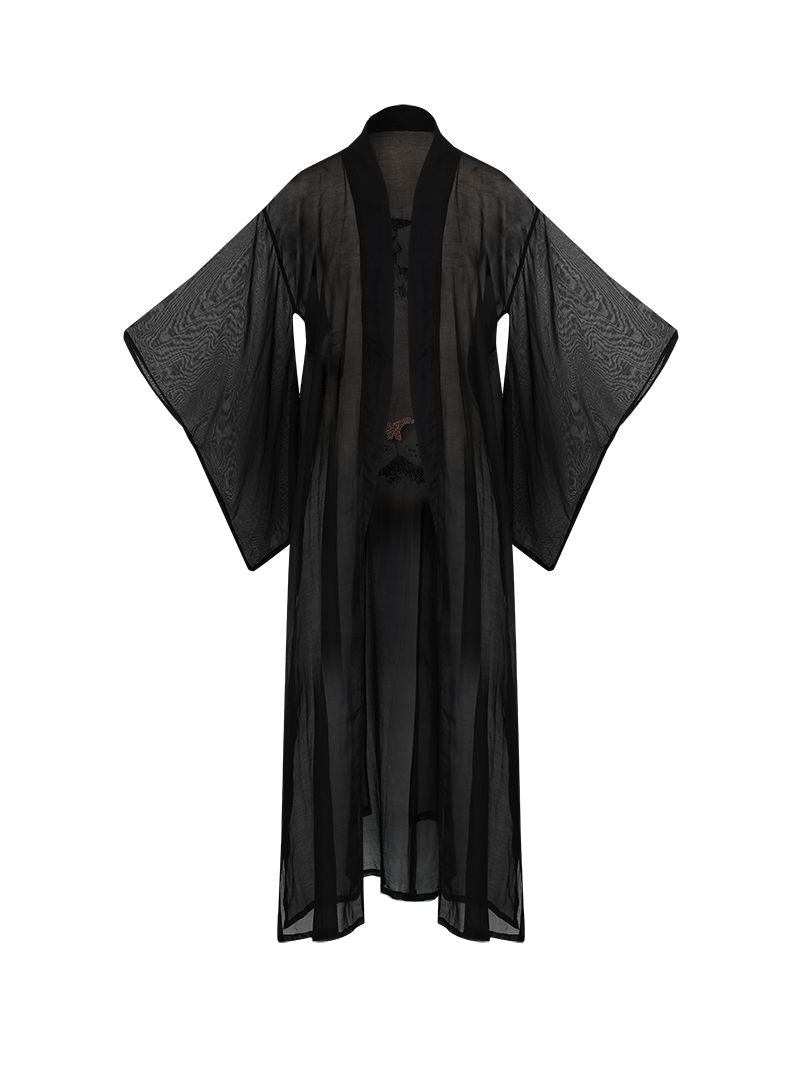 Adri Tiger kimono in black - ghost front view