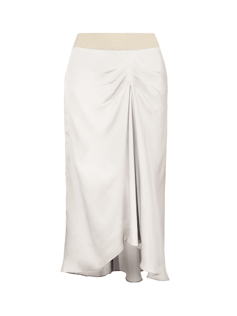 Alya midi skirt in Vanilla color - ghost front view