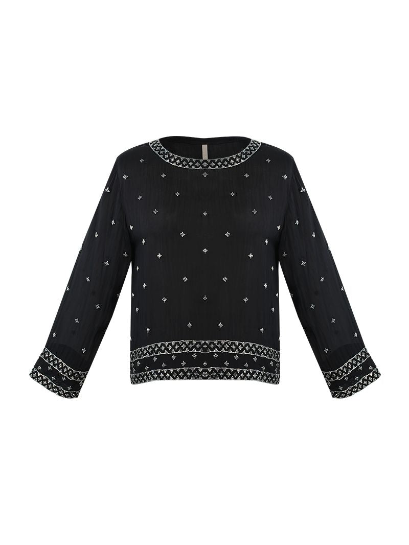 Giselle beaded black top - ghost front view