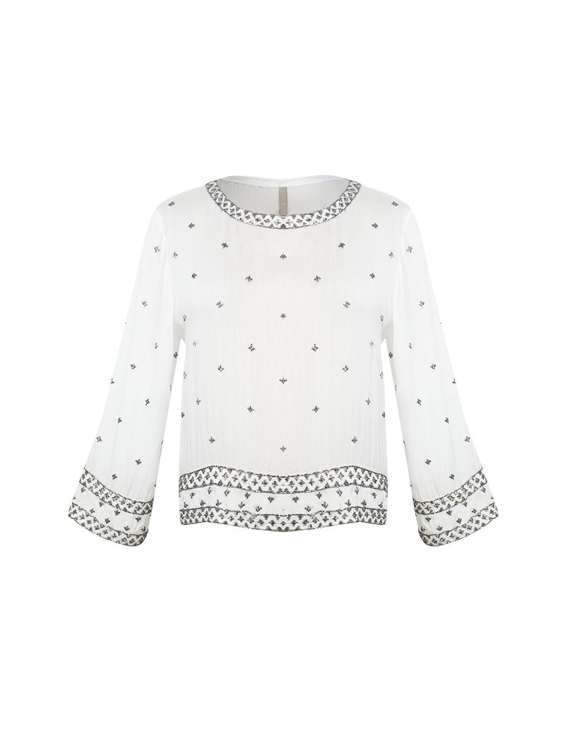 Nyx beaded top white - ghost front view