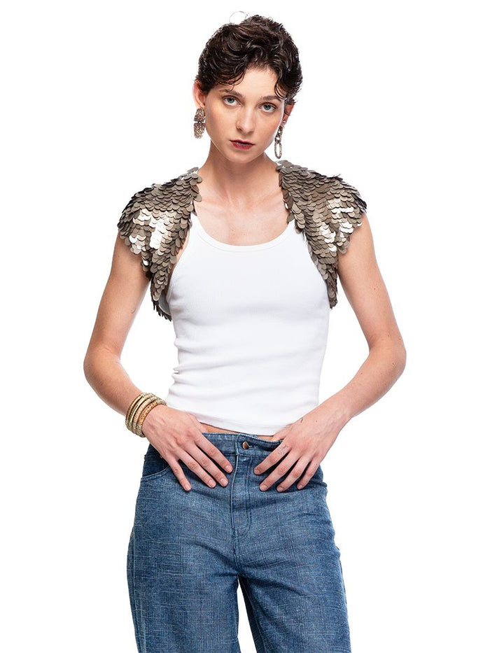 Armour Vest - Elegant Taupe Statement Piece