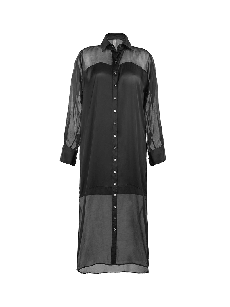 Josie shirt dress in black - ghost front view