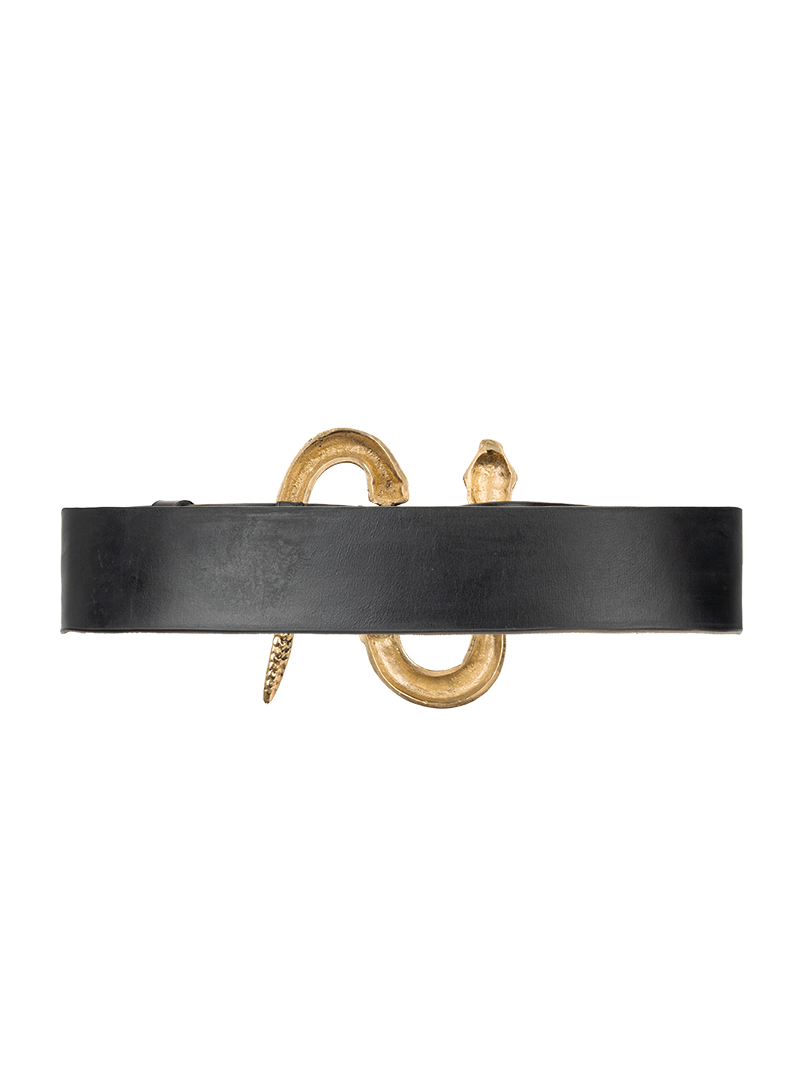 Snake leather belt in black - ghost back view