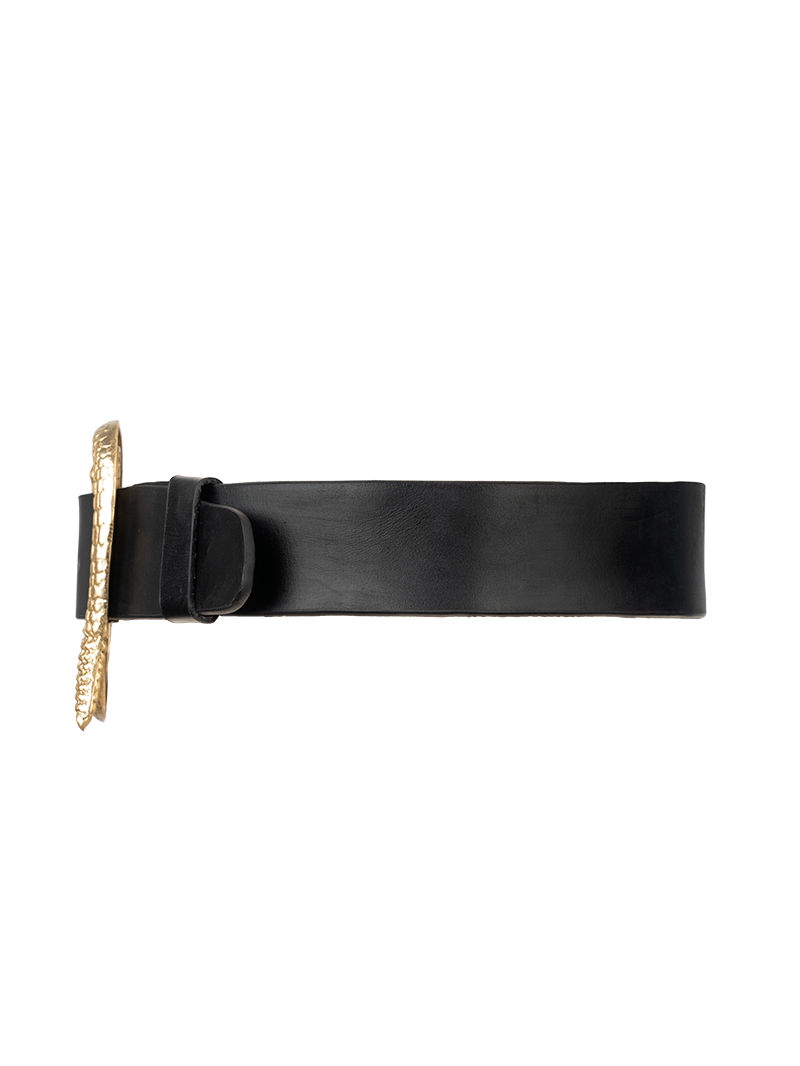 Snake leather belt in black - ghost side view