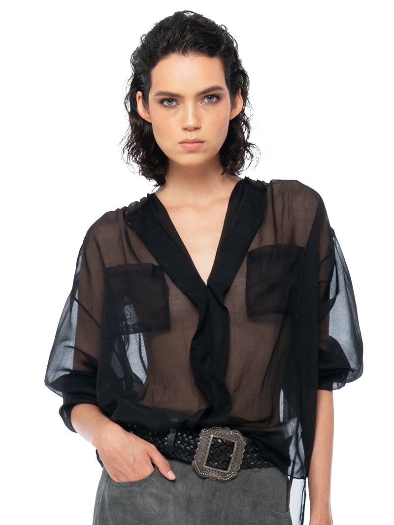 Silk Cotton Shirt Black