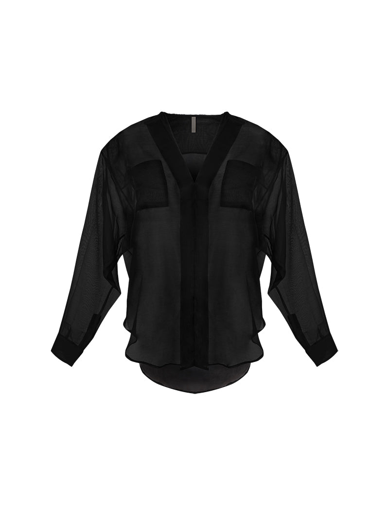 Silk Cotton Shirt Black