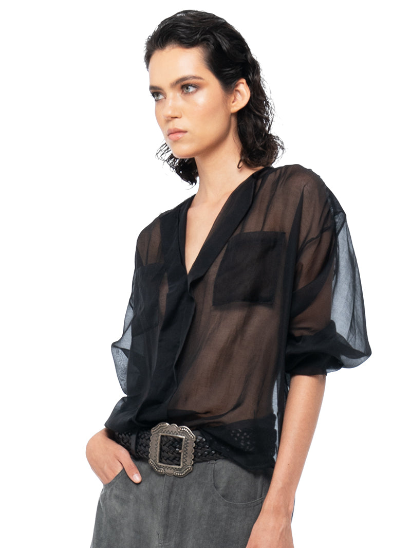 Silk Cotton Shirt Black