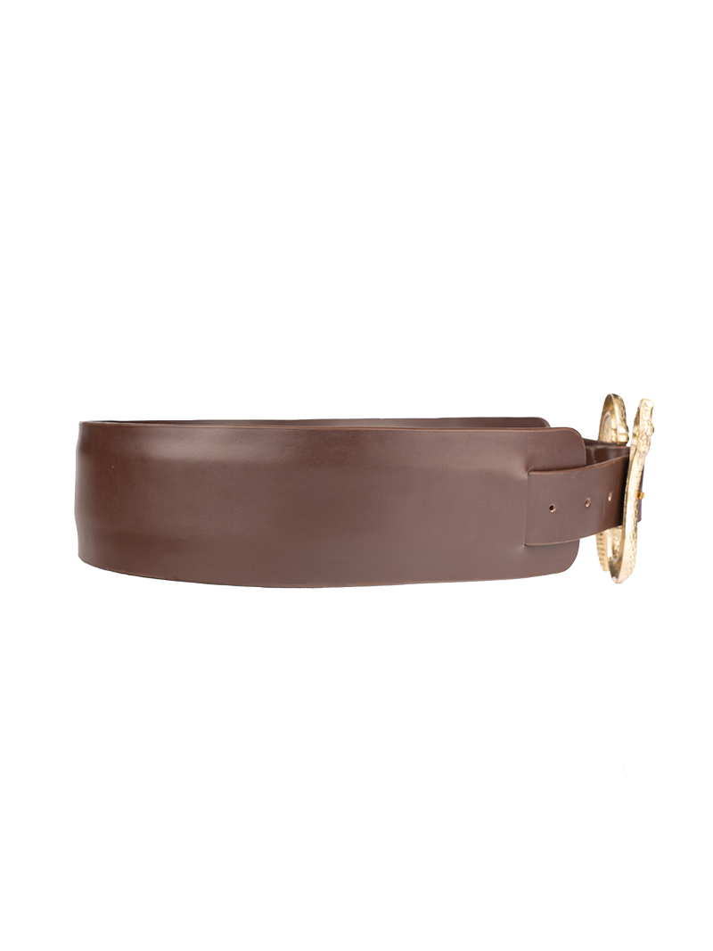 Snake leather brown belt- ghost side view