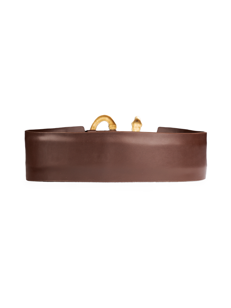 Snake leather brown belt - ghost back view