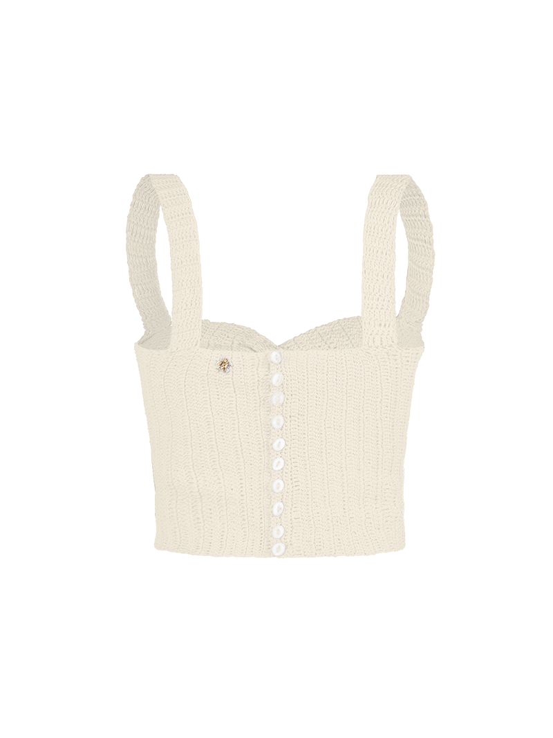 Alix Top in Vanilla color - ghost back view