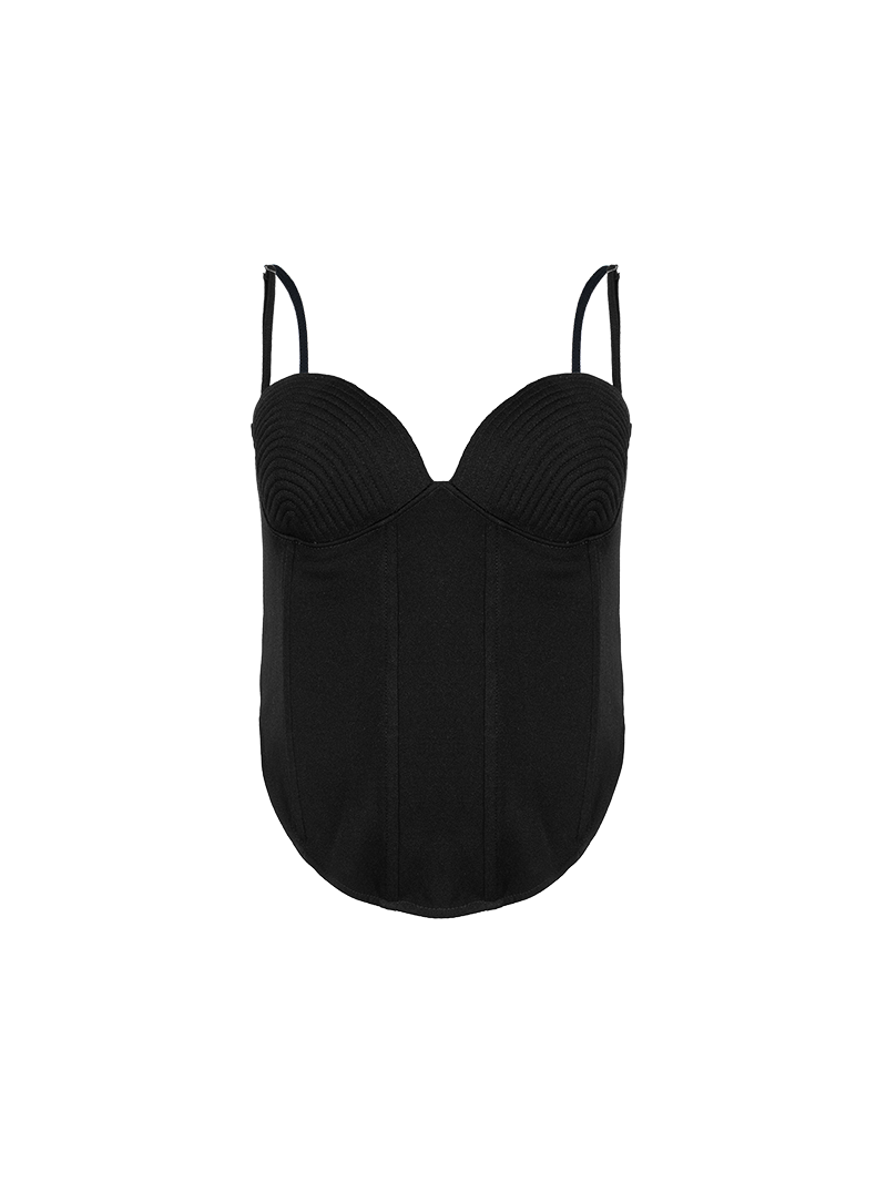Angie bustier top in black - ghost front view