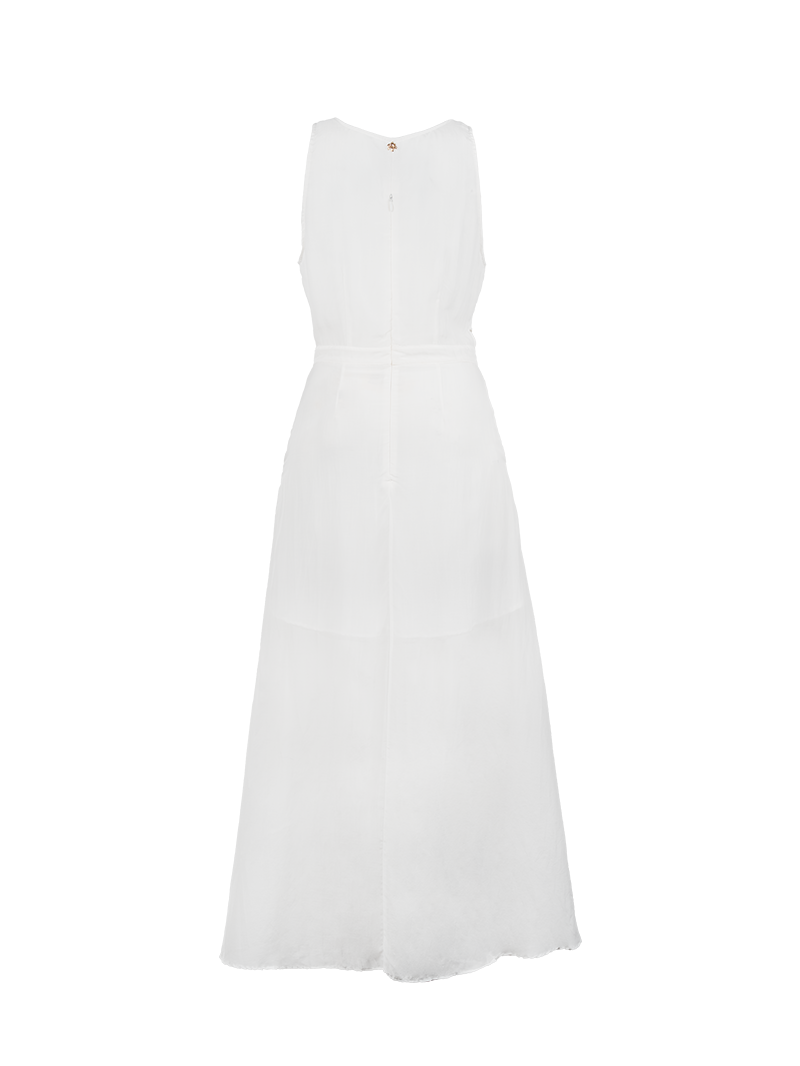 Annabelle silk-cotton midi dress in natural - ghost back view