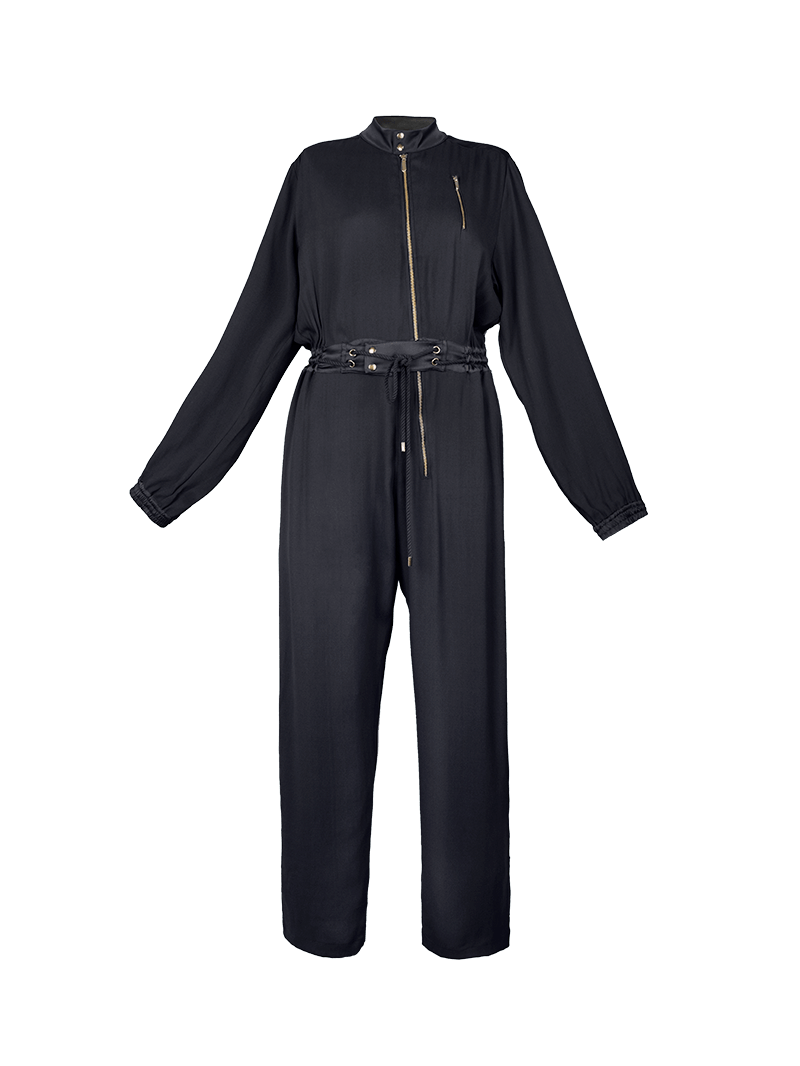 Berlin black jumpsuit - ghost front view