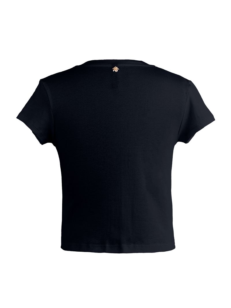 Fama crop t-shirt in black - ghost back view