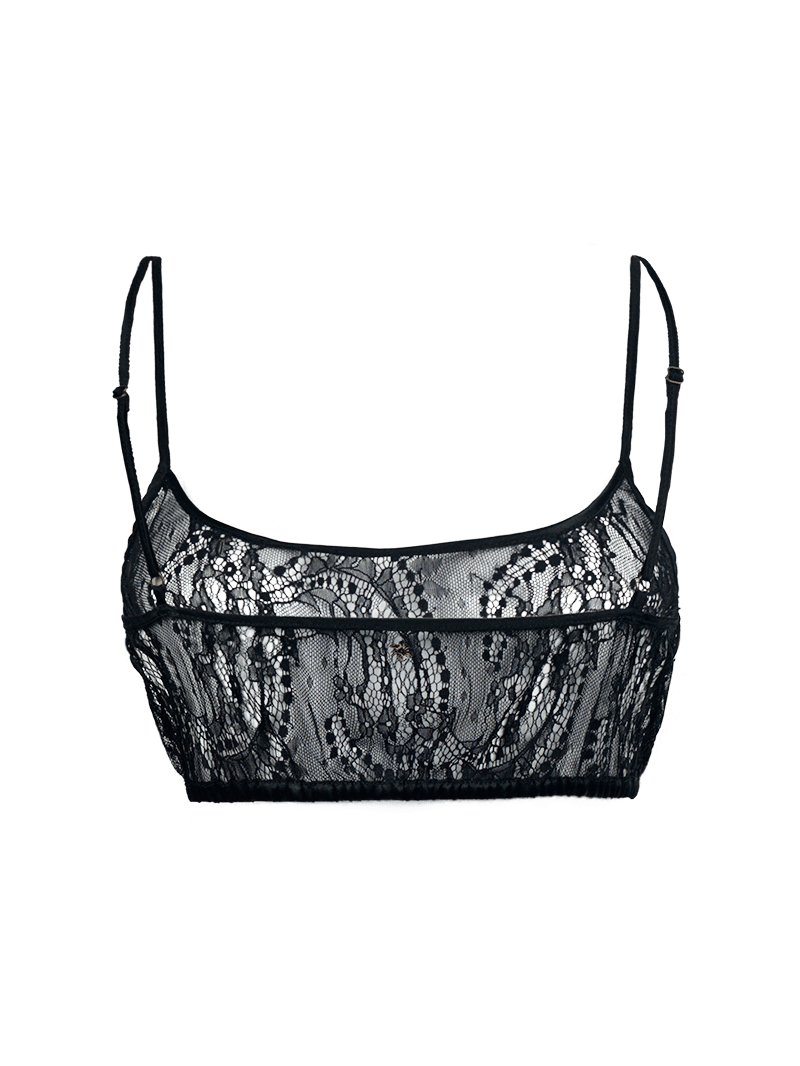 Lounge lace bralette in black - ghost back view