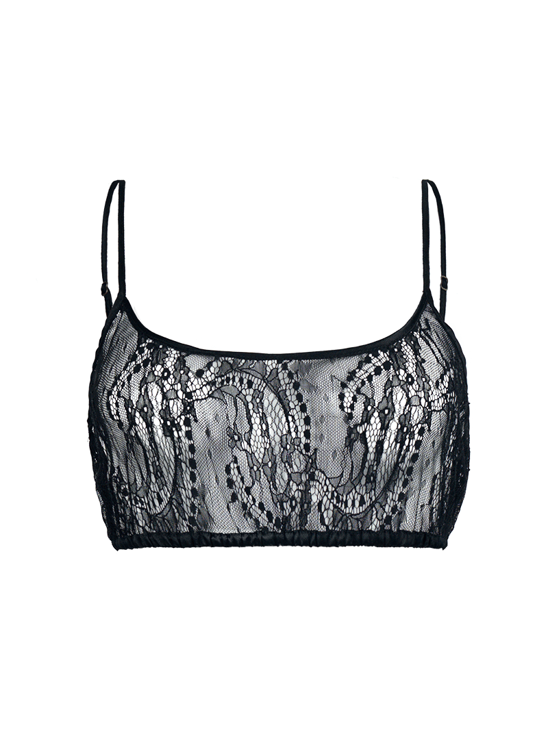 Lounge lace bralette in black - ghost front view