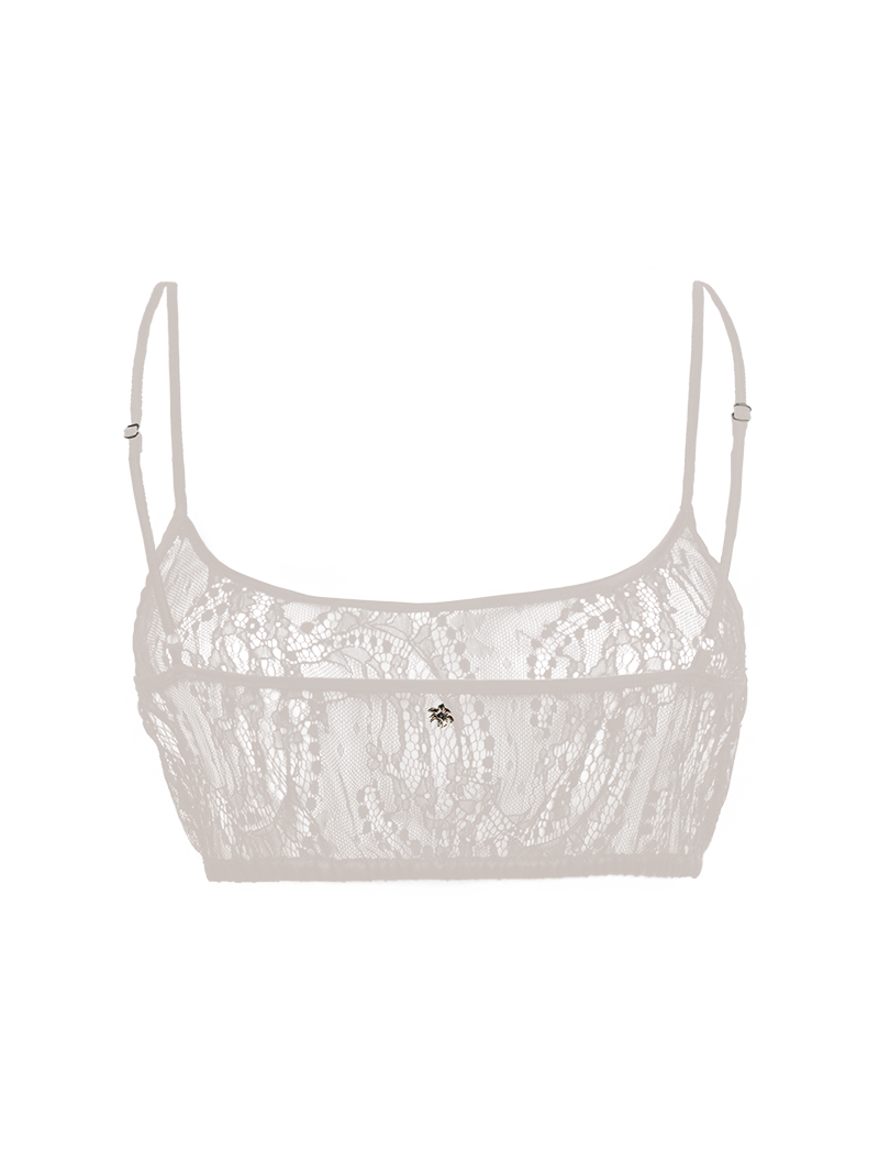 Lounge lace bralette in titanium light beige - ghost back view