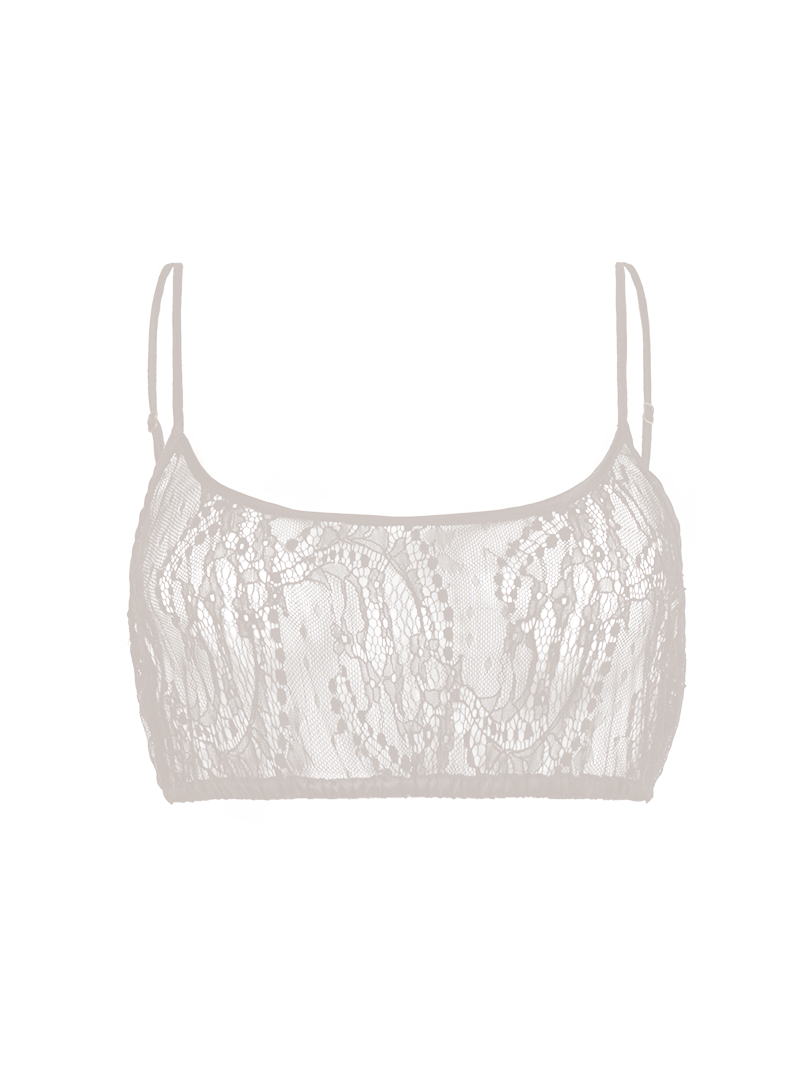 Lounge lace bralette in titanium light beige - ghost front view