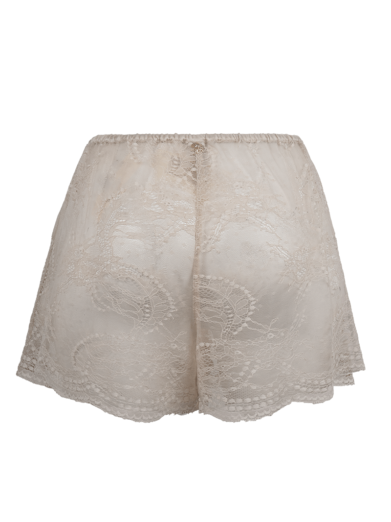 Lounge lace shorts in titanium light beige - ghost back view