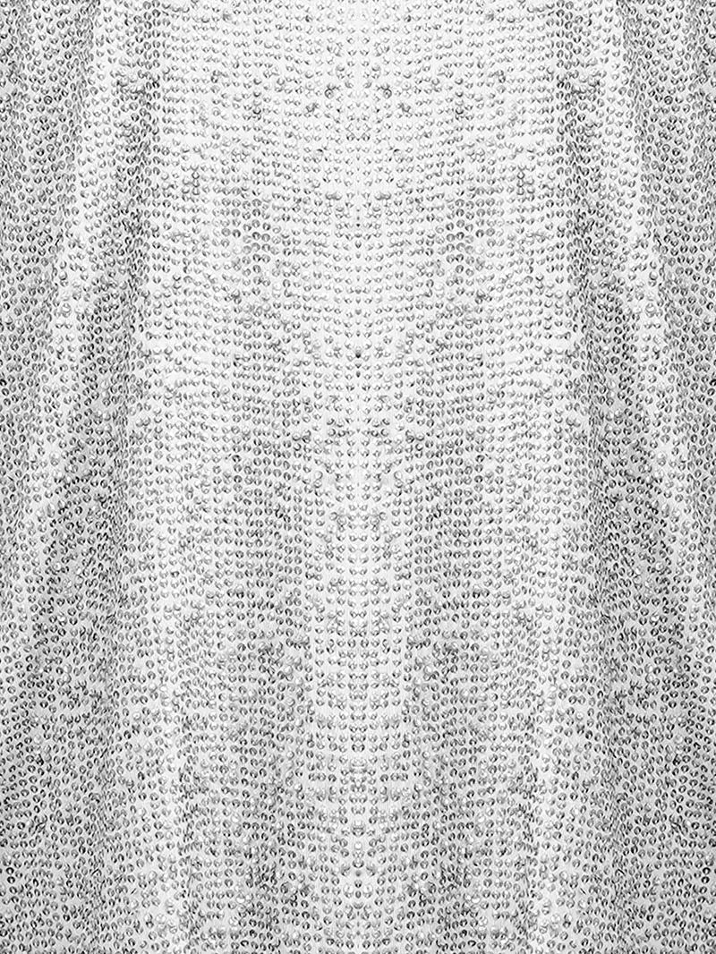 Nyx mini dress in white with silver sequins - close-up beadings detail
