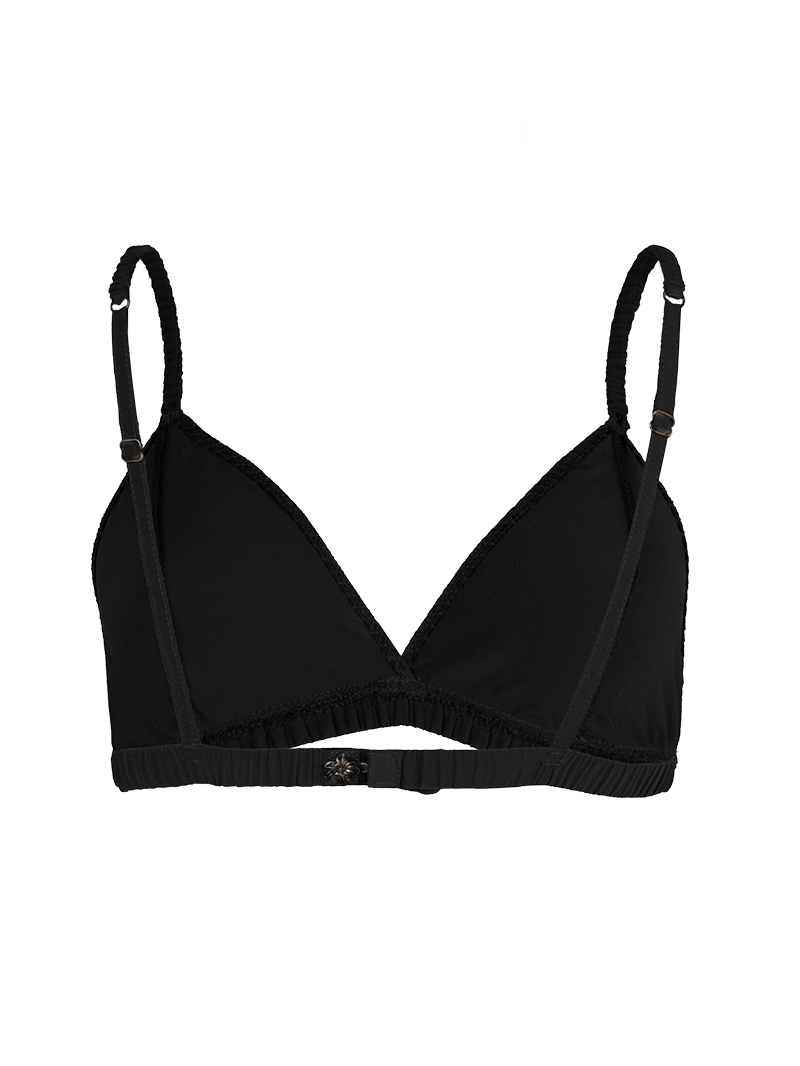 Polie silk crepe bra in black - ghost back view