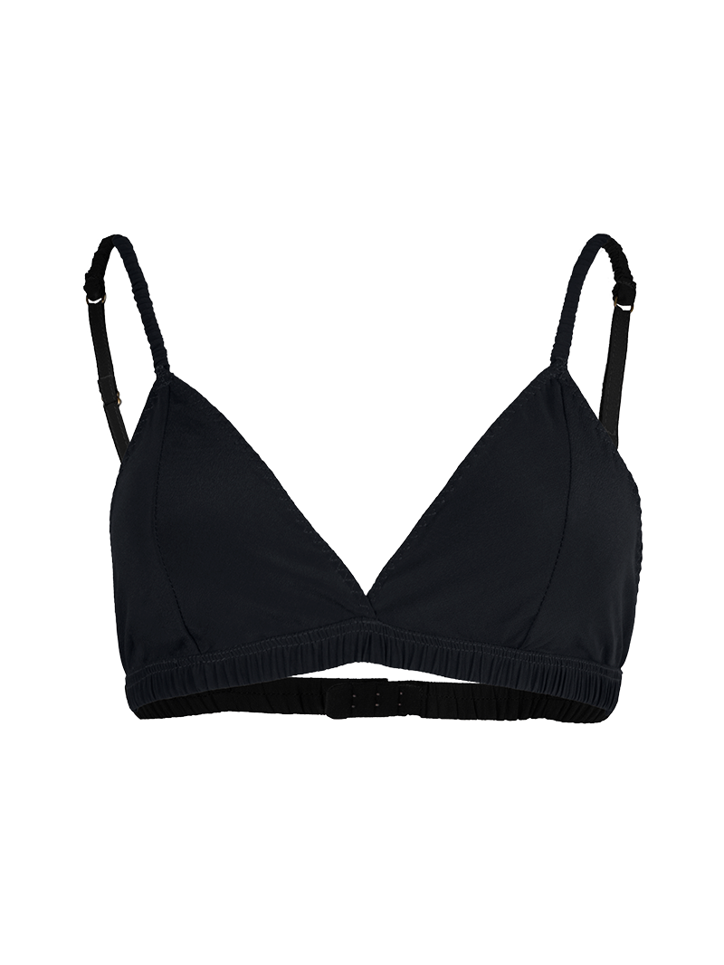 Polie silk crepe bra in black - ghost front view