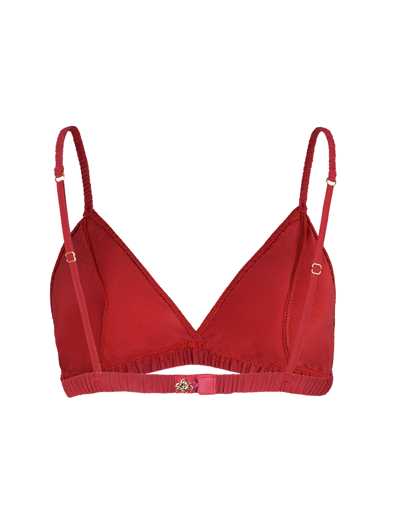 Polie silk crepe bra in red - ghost back view