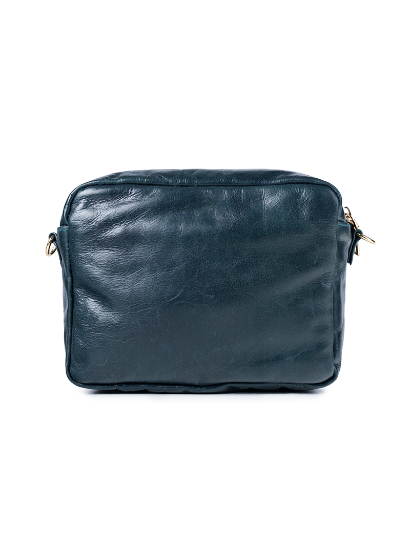 Rimba leather shoulder bag with a diamond-quilted pattern - ghost back view