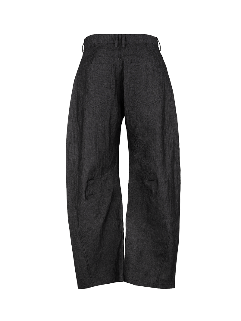 Vale barrel jeans pants in black wash - ghost back view