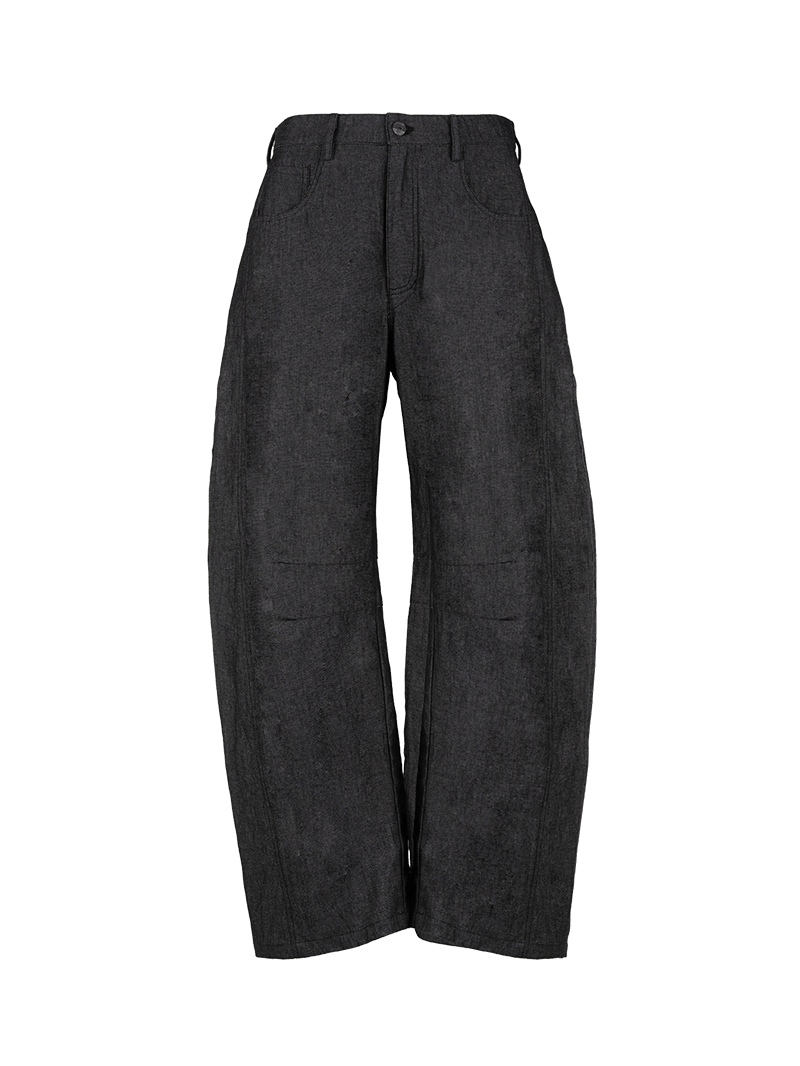 Vale barrel jeans pants in black wash - ghost front view