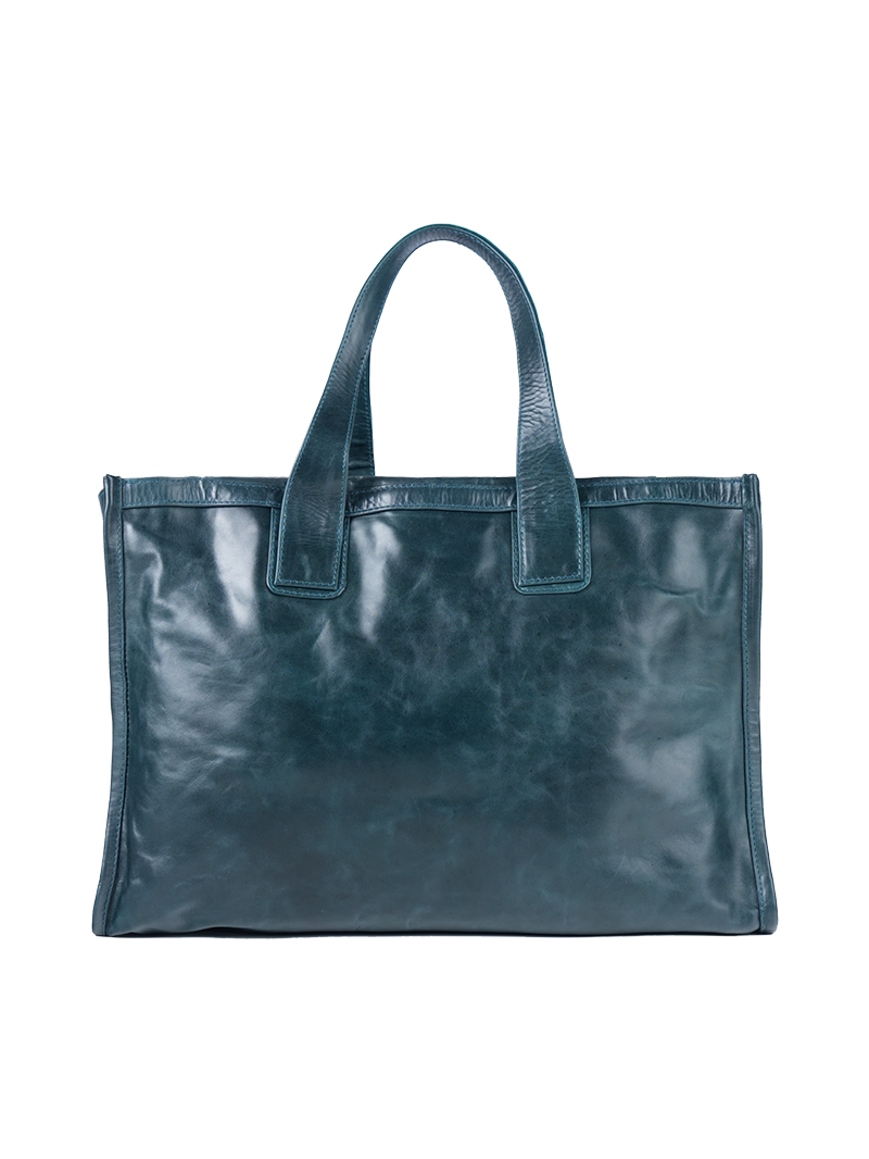 Victoria leather bag in pine green - ghost side view