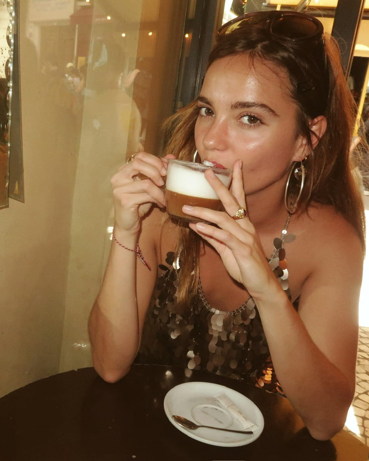Leona sequined top in brown - worn by Inka Williams